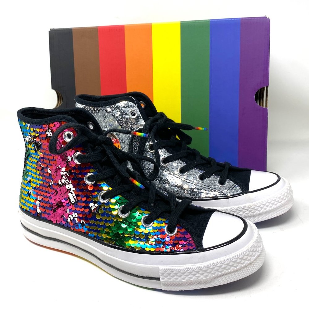Converse CHUCK 70 High Sequins Multi Sneakers Women’s Size 167755C - Picture 4 of 9